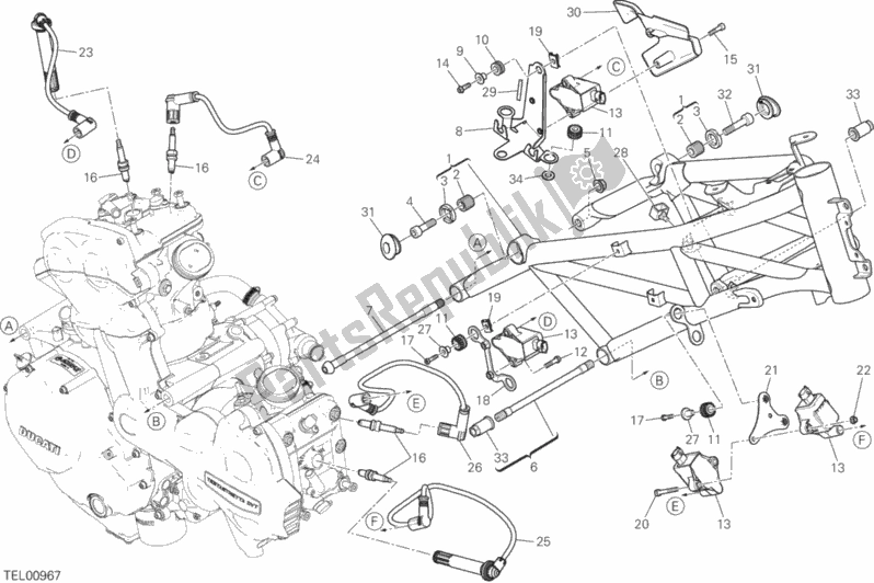All parts for the Frame of the Ducati Multistrada 1200 Enduro Touring 2017